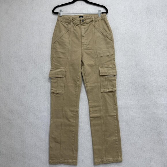 Edwin Cargo Pants Womens 27 Khaki High Rise Straight Leg Utility Made in USA - Picture 1 of 10